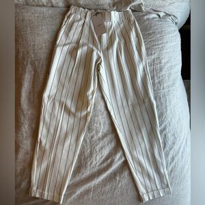 White and black pin striped pants